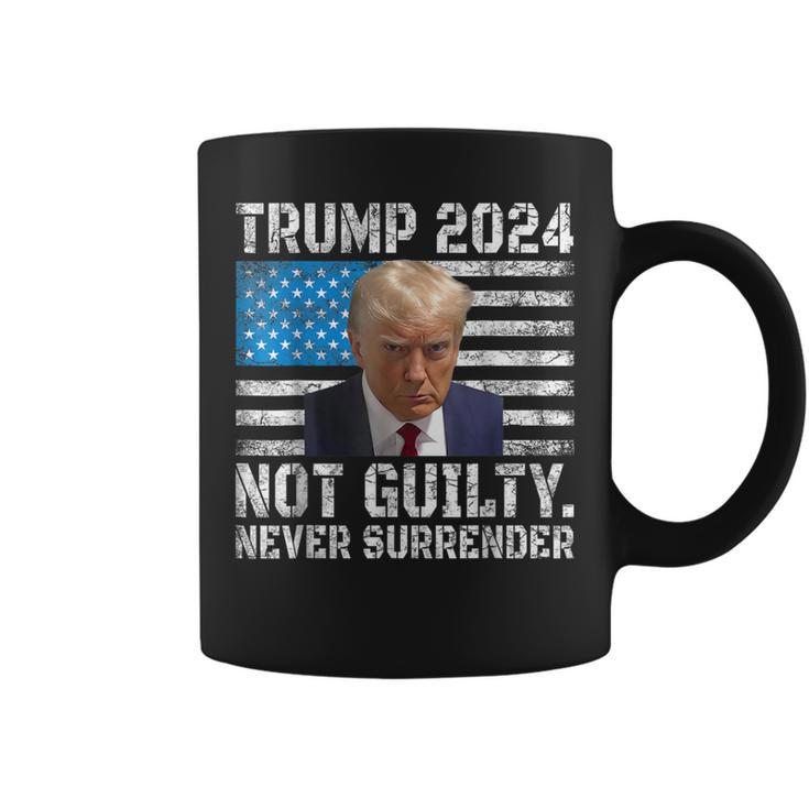 Trump 2024 Shot Never Surrender Us Flag Vintage Coffee Mug