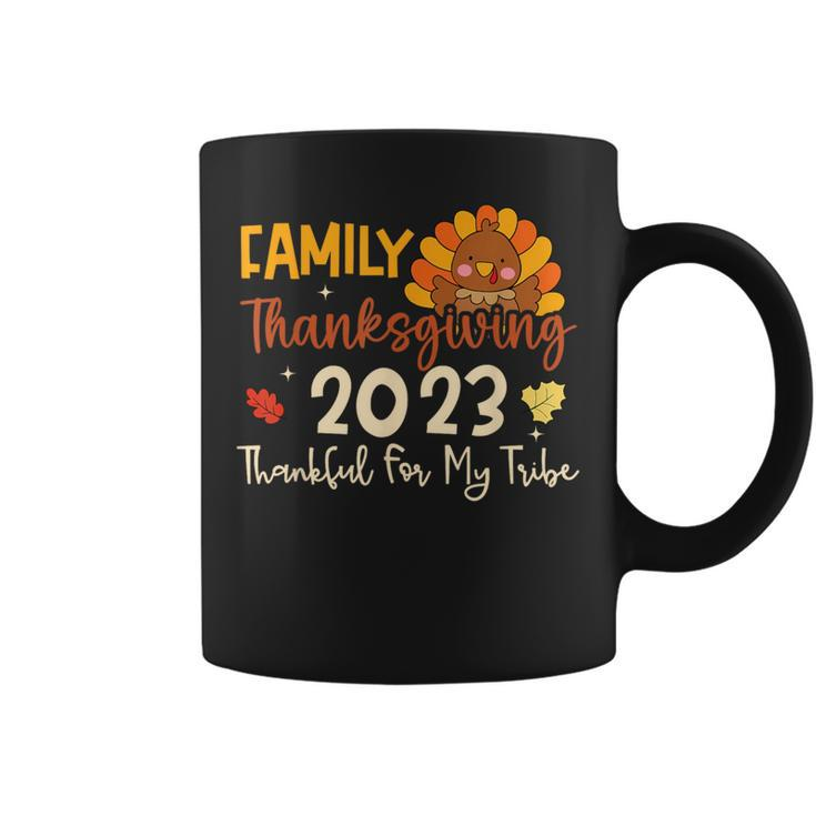 Turkey Family Thanksgiving 2023 Thankful For My Tribe Group Coffee Mug