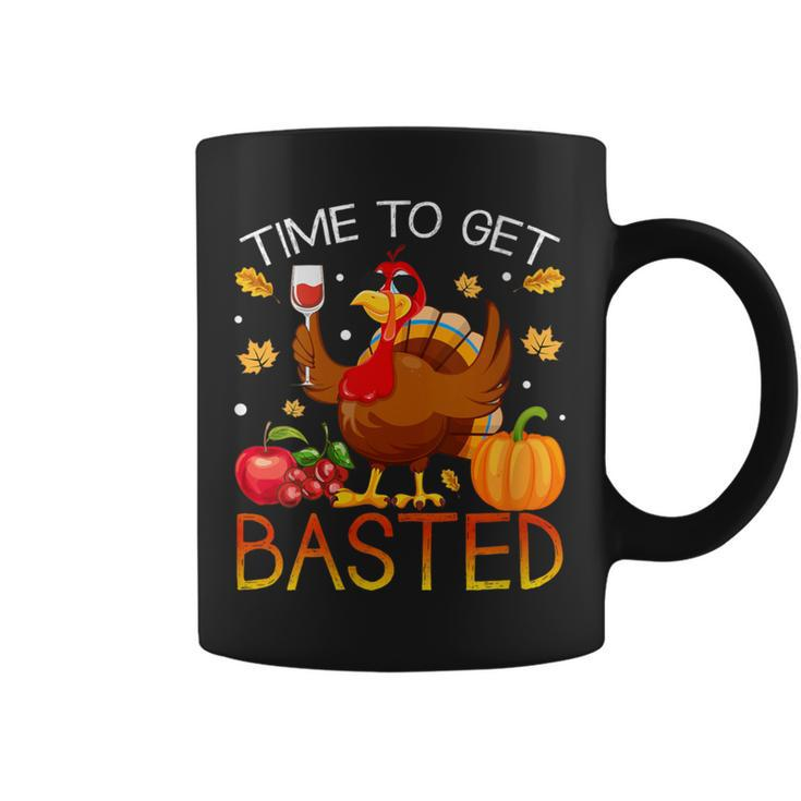 Turkey Time To Get Basted Retro Happy Thanksgiving Women Coffee Mug