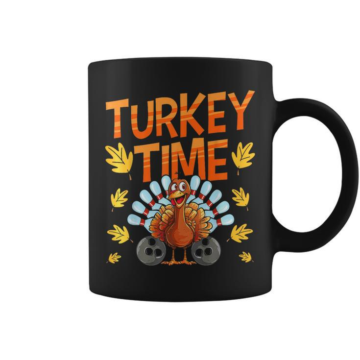 Turkey Time Bowl Bowling Strike Pin Sport Thanksgiving Boys Coffee Mug