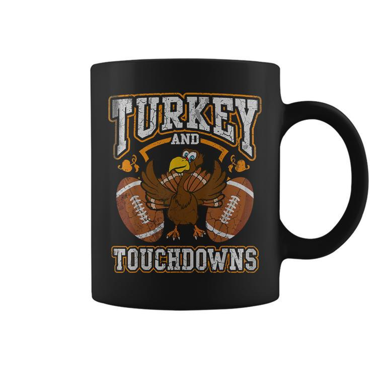 Turkey And Touchdowns Football Retro Thanksgiving Boys Coffee Mug