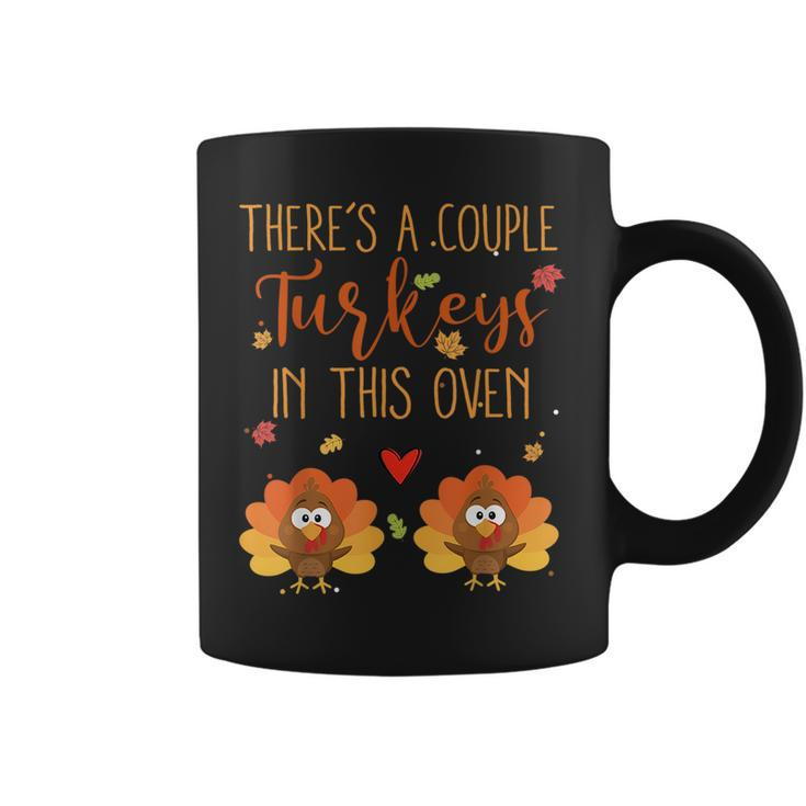 Twin Pregnancy Announcement Baby Reveal Thanksgiving  Coffee Mug