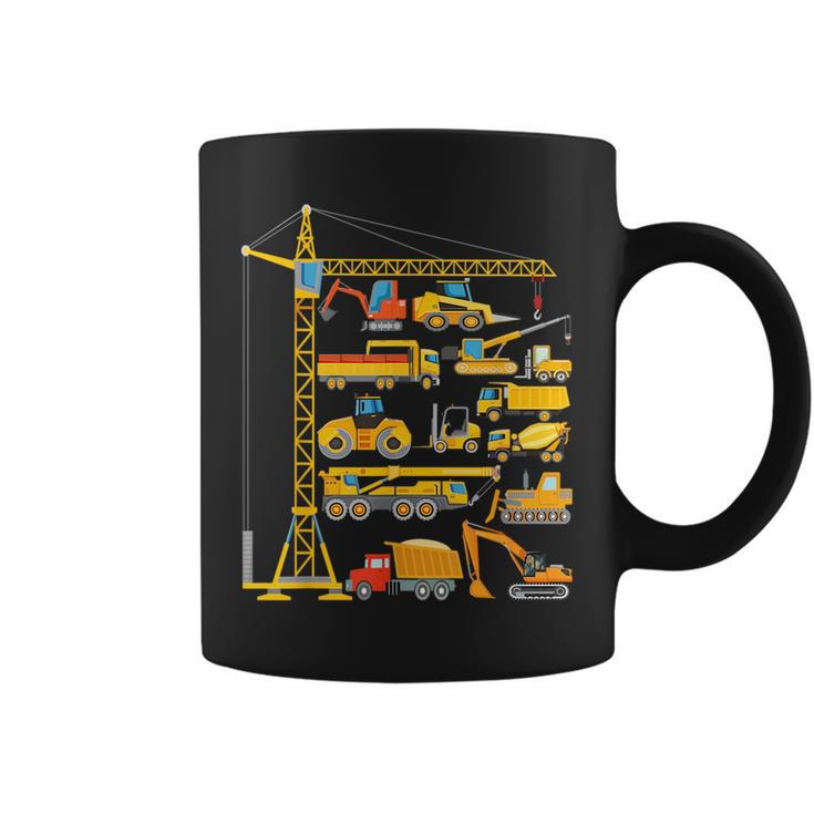 Types Of Construction Excavator Bulldozer Truck Crane  Coffee Mug
