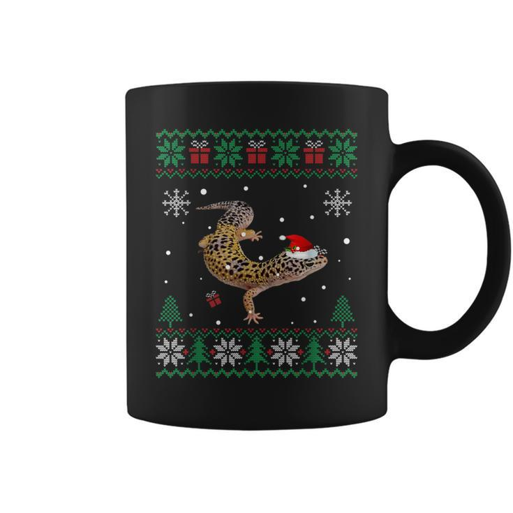 Ugly Christmas Pajama Sweater Leopard Gecko Animals Lover Coffee Mug