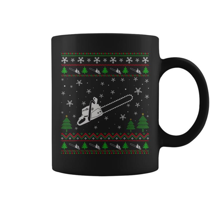 Ugly Christmas Sweater For Chainsaw Lovers Ugly Coffee Mug