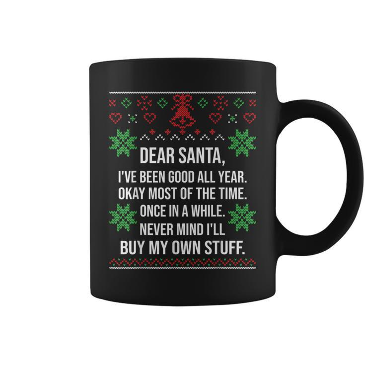Ugly Christmas Sweater Dear Santa Claus Wish List Coffee Mug