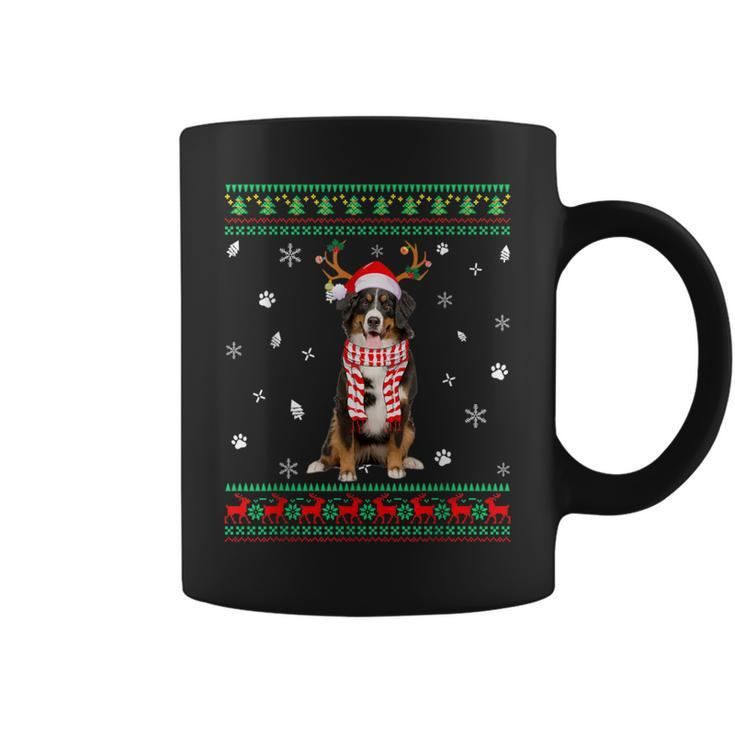 Ugly Sweater Christmas Bernese Mountain Dog Santa Reindeer Coffee Mug