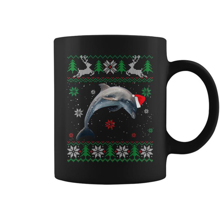 Ugly Sweater Christmas Dolphin Lover Santa Hat Animals Coffee Mug