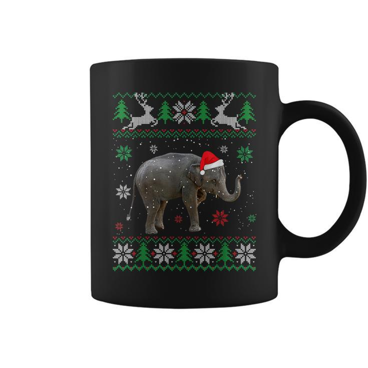 Ugly Sweater Christmas Elephant Lover Santa Hat Animals Coffee Mug