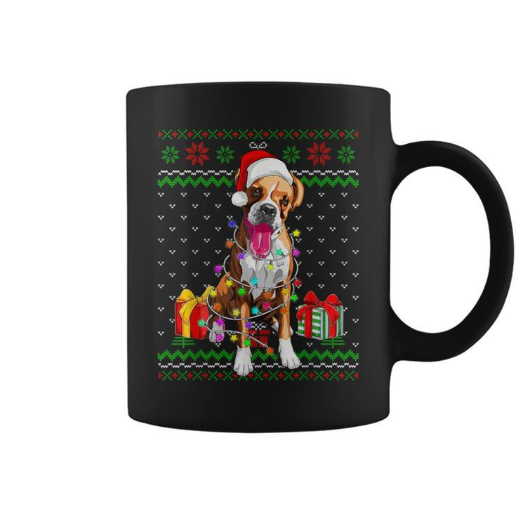 Ugly Sweater Christmas Lights Boxer Dog Lover Coffee Mug