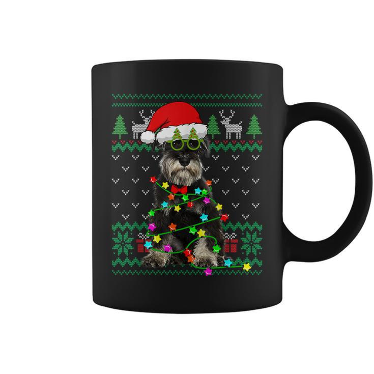 Ugly Sweater Christmas Lights Schnauzer Dog Puppy Lover Coffee Mug