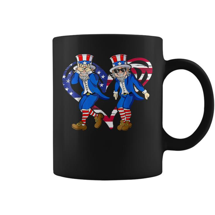 Uncle Sam Griddy Dance 4Th Of July Usa Flag Heart American Coffee Mug