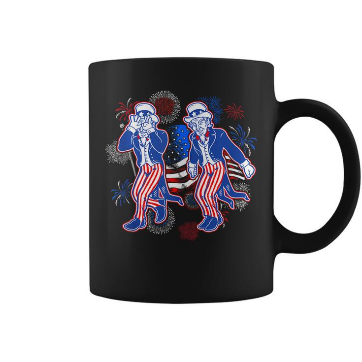 Uncle Sam Griddy Dance Funny 4Th Of July Usa Flag Fireworks Coffee Mug