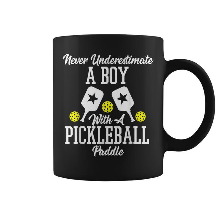 Never Underestimate A Boy With A Pickleball Paddle Coffee Mug