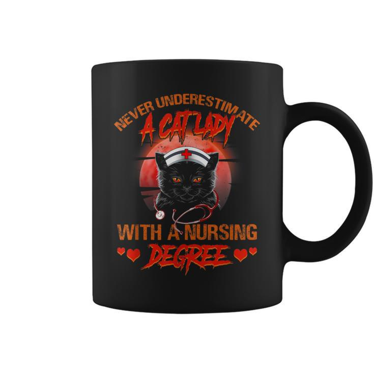 Never Underestimate A Cat Lady With A Nursing Degree Coffee Mug