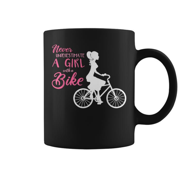 Never Underestimate A Girl With A Bike Girl Coffee Mug