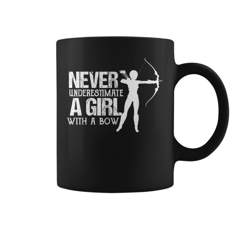 Never Underestimate A Girl With A Bow- Female Archery Coffee Mug