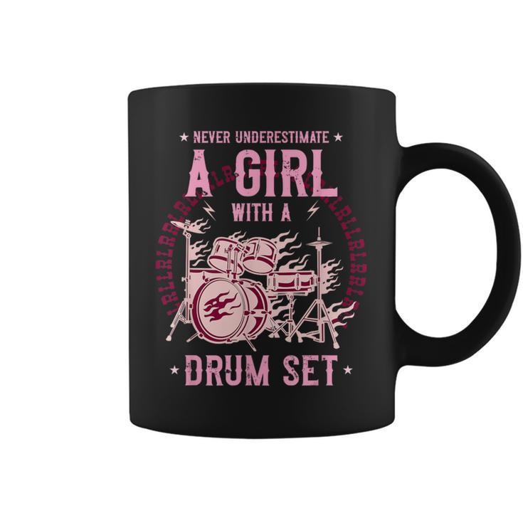 Never Underestimate A Girl With A Drum Set Drummer Coffee Mug