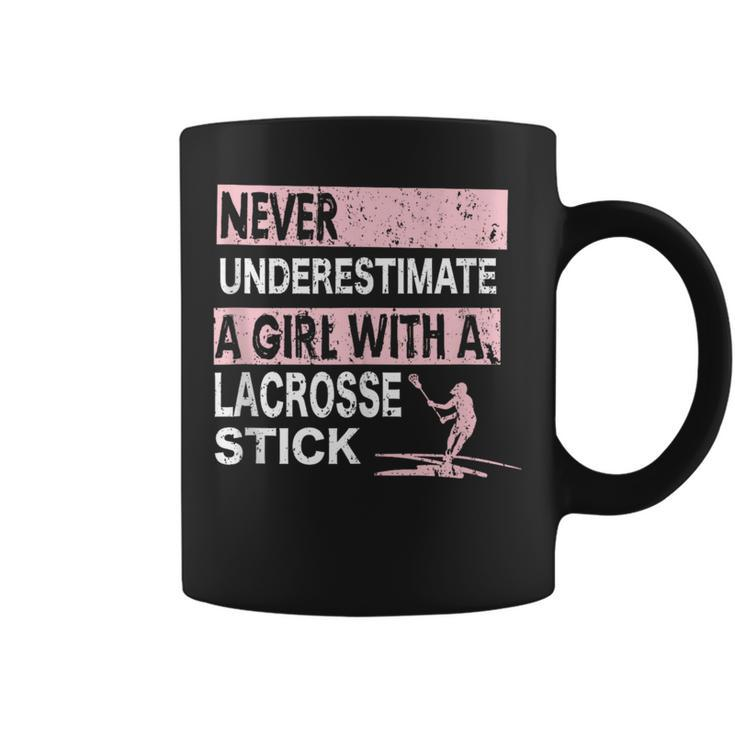 Never Underestimate A Girl With A Lacrosse Stick Idea Coffee Mug