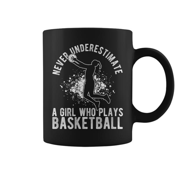 Never Underestimate A Girl Who Plays Basketball Coach Coffee Mug