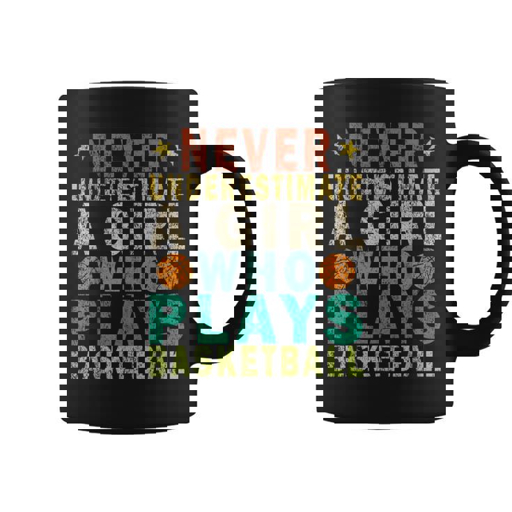 Never Underestimate A Girl Who Plays Basketball Retro Coffee Mug