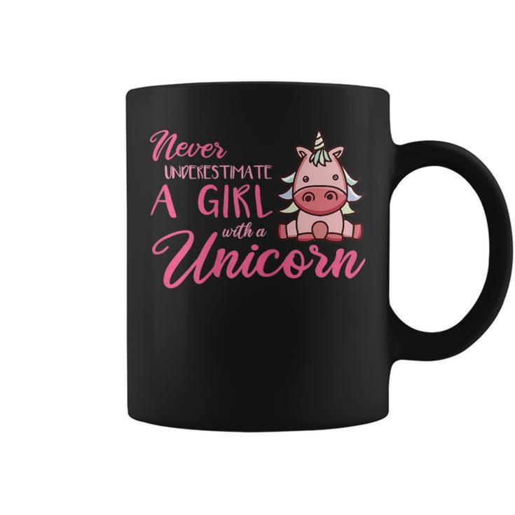 Never Underestimate A Girl With A Unicorn Girls Unicorns Coffee Mug