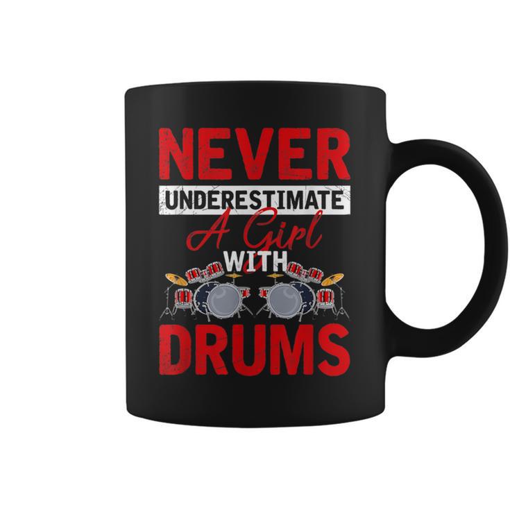 Never Underestimate A Girls With Drums Coffee Mug