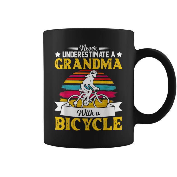 Never Underestimate A Grandma With A Bicycle Vintage Coffee Mug