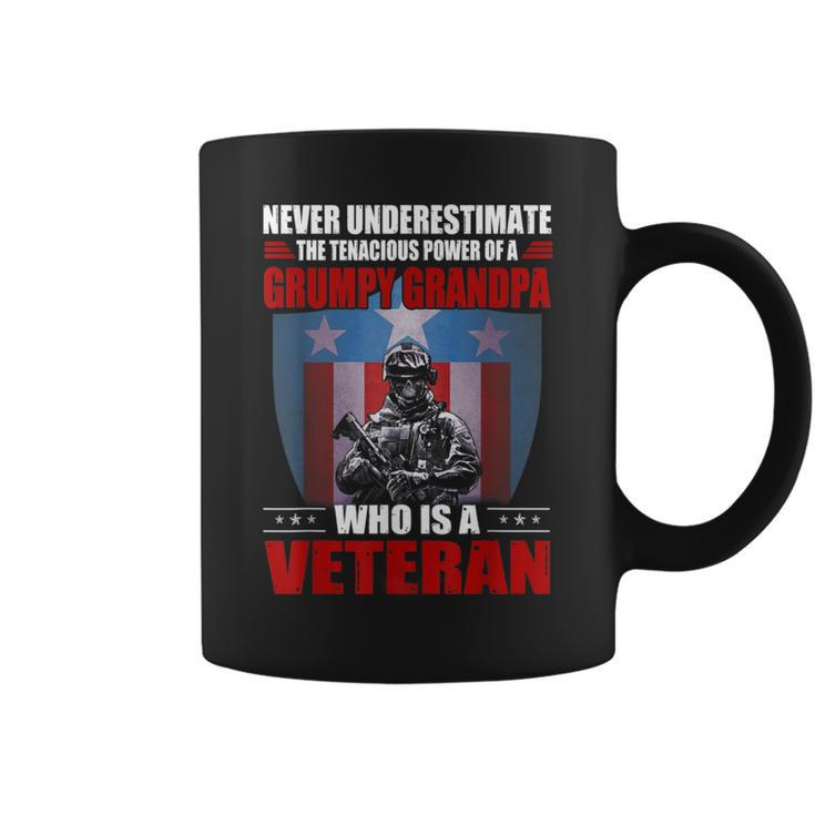 Never Underestimate A Grumpy Grandpa Veteran Christmas Coffee Mug