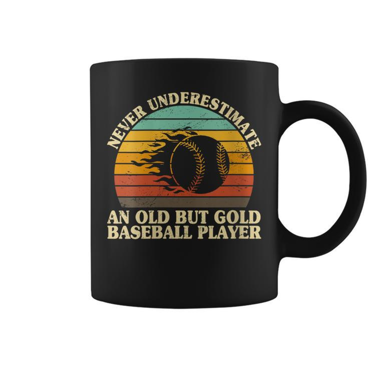 Never Underestimate An Old Baseball Player Pitcher Catcher Coffee Mug