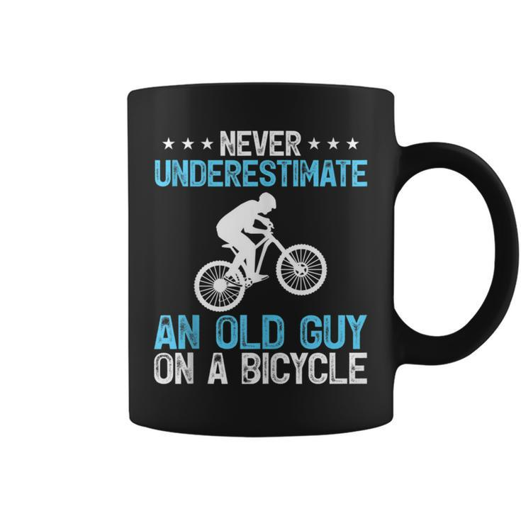 Never Underestimate An Old Guy On A Bicycle Cycling Biker Coffee Mug