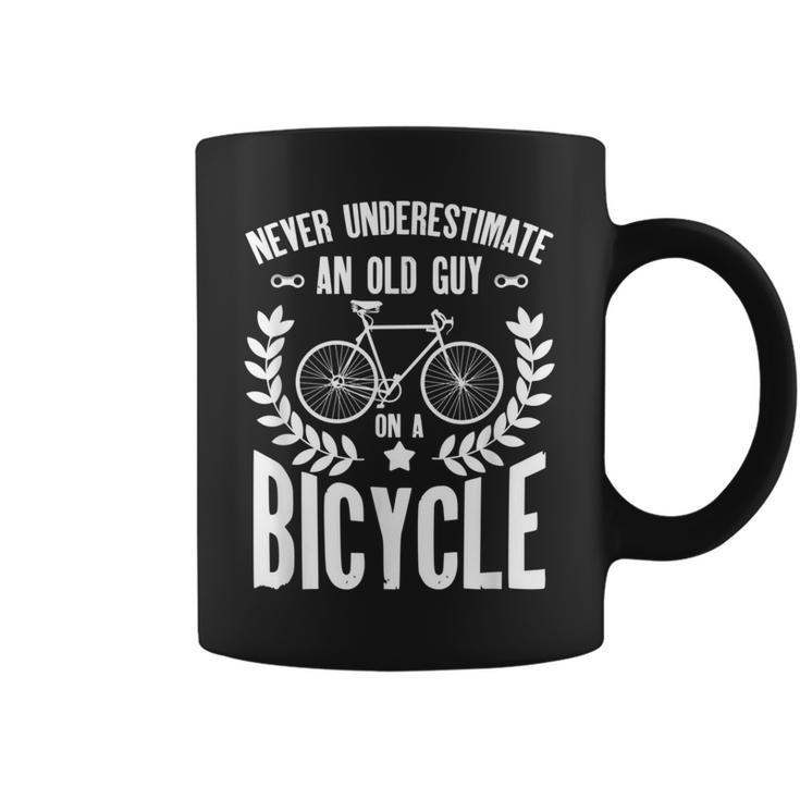 Never Underestimate An Old Guy On A Bicycle Grandpa Coffee Mug