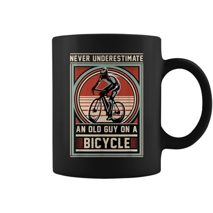 Never Underestimate An Old Guy On A Bicycle Vintage Style Coffee Mug