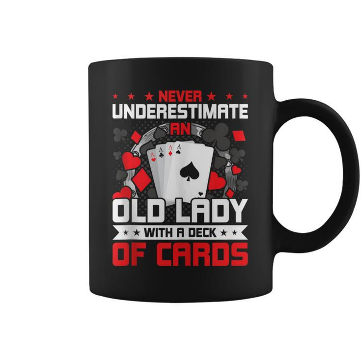 Never Underestimate An Old Lady With Deck Of Cards Coffee Mug