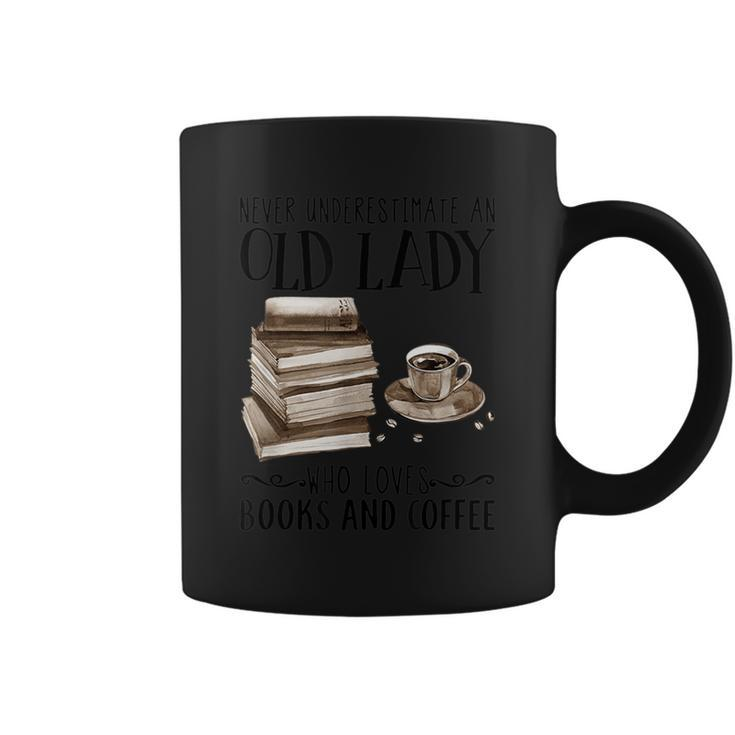 Never Underestimate An Old Lady Who Loves Books And Coffee Coffee Mug