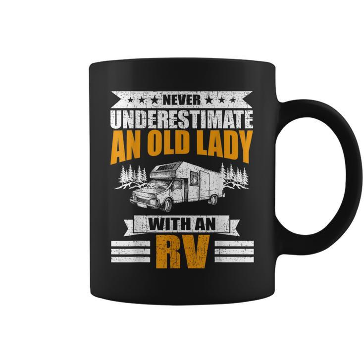 Never Underestimate An Old Lady With An Rv Camping Coffee Mug