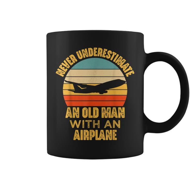 Never Underestimate An Old Man With Airplane Pilot Aviation Coffee Mug