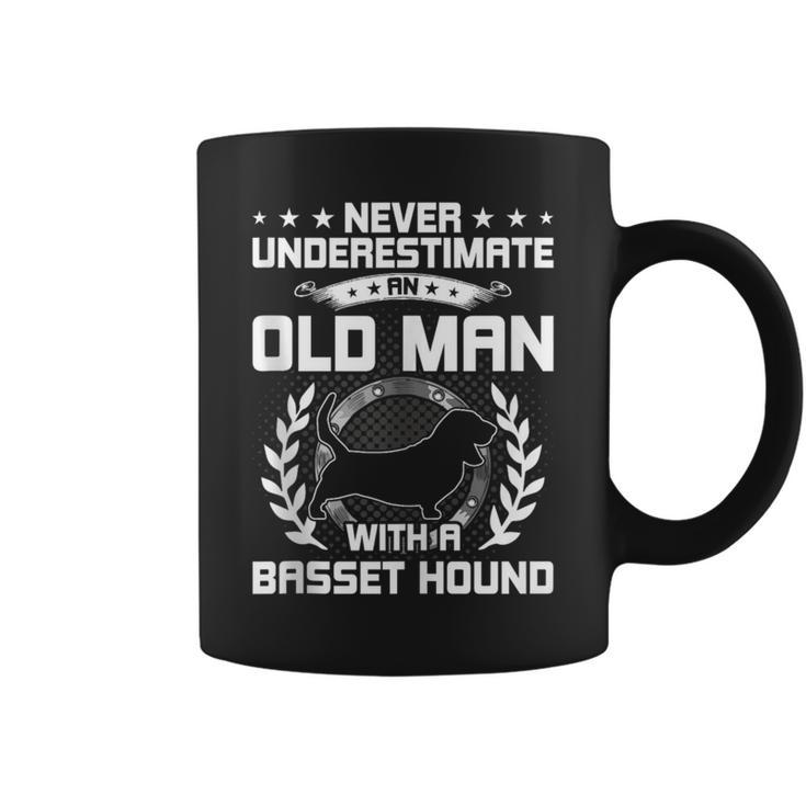 Never Underestimate An Old Man With A Basset Hound Coffee Mug
