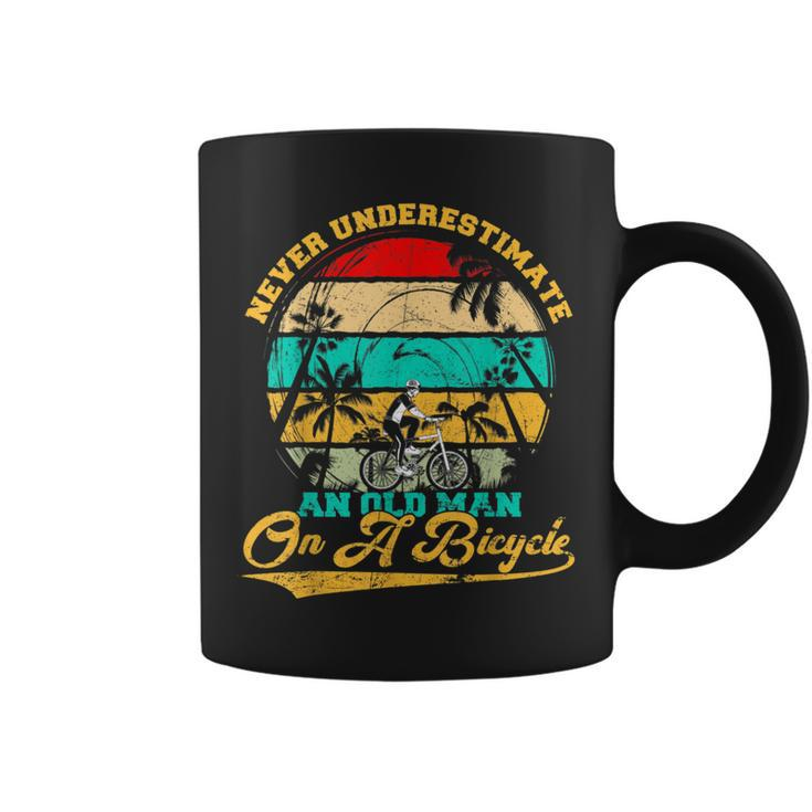Never Underestimate An Old Man On A Bicycle Cycling Lover Coffee Mug
