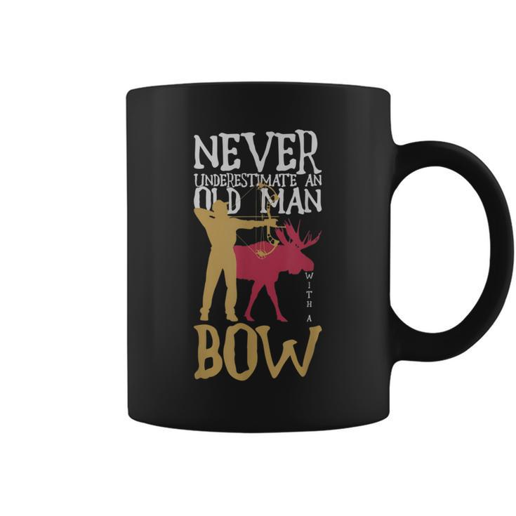 Never Underestimate An Old Man With A Bow Hunting Coffee Mug