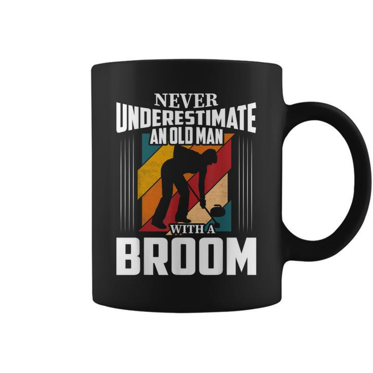 Never Underestimate An Old Man With A Broom Curler Coffee Mug