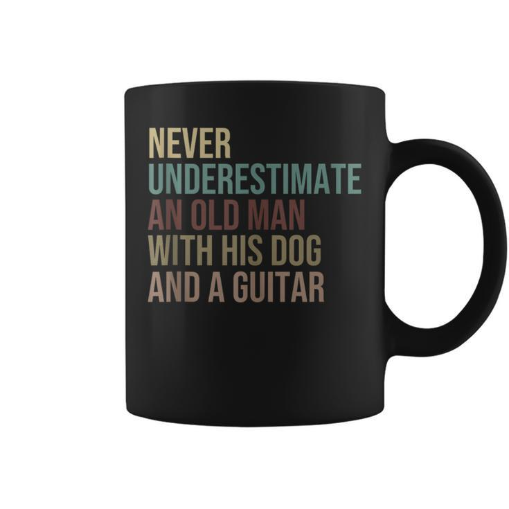 Never Underestimate An Old Man With His Dog And A Guitar Coffee Mug