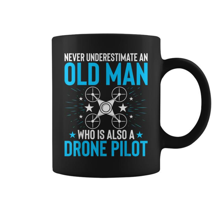 Never Underestimate An Old Man Drone Pilot Quadcopter Coffee Mug