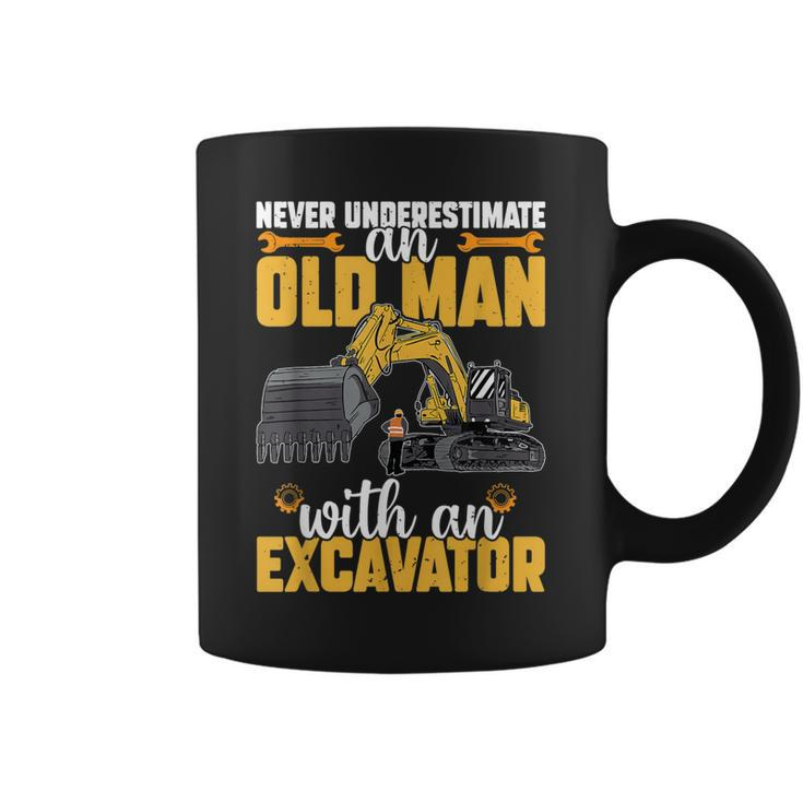 Never Underestimate Old Man With An Excavator Construction Coffee Mug