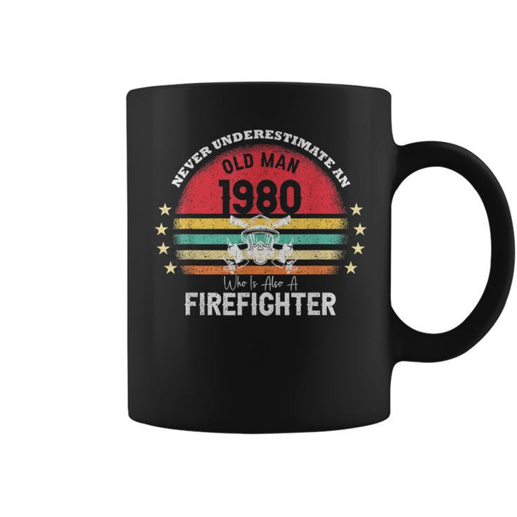 Never Underestimate An Old Man Firefighter 1980 Birthday Coffee Mug