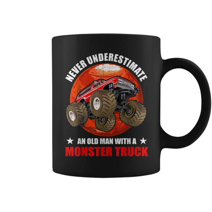 Never Underestimate An Old Man With A Monster Truck Gamer Coffee Mug