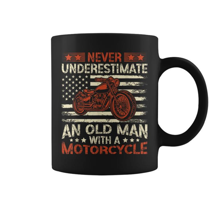 Never Underestimate An Old Man With A Motorcycle Usa Flag Coffee Mug