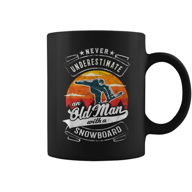 Never Underestimate An Old Man With A Snowboard Dad Granpa Coffee Mug