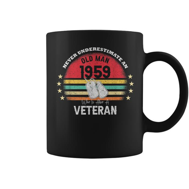 Never Underestimate An Old Man Veteran 1959 Birthday Vintage Coffee Mug