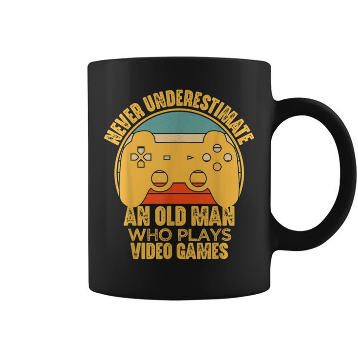Never Underestimate An Old Man Video Games Gaming Coffee Mug